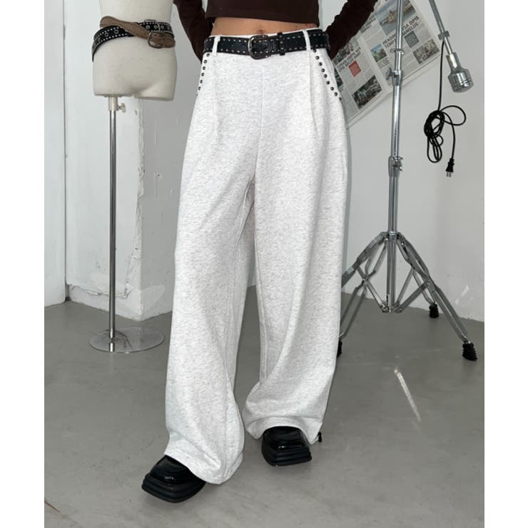 アッシュグレー | サイドスタッズスウェットワイドパンツ | Outfitter lab