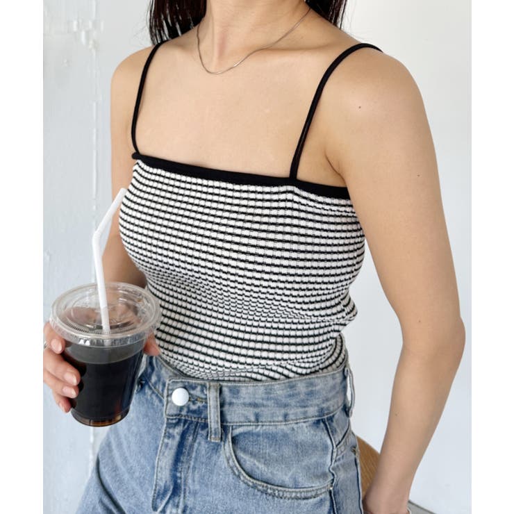 ブラック系その他 | ダブル ストラップ リブ キャミソール | Outfitter lab