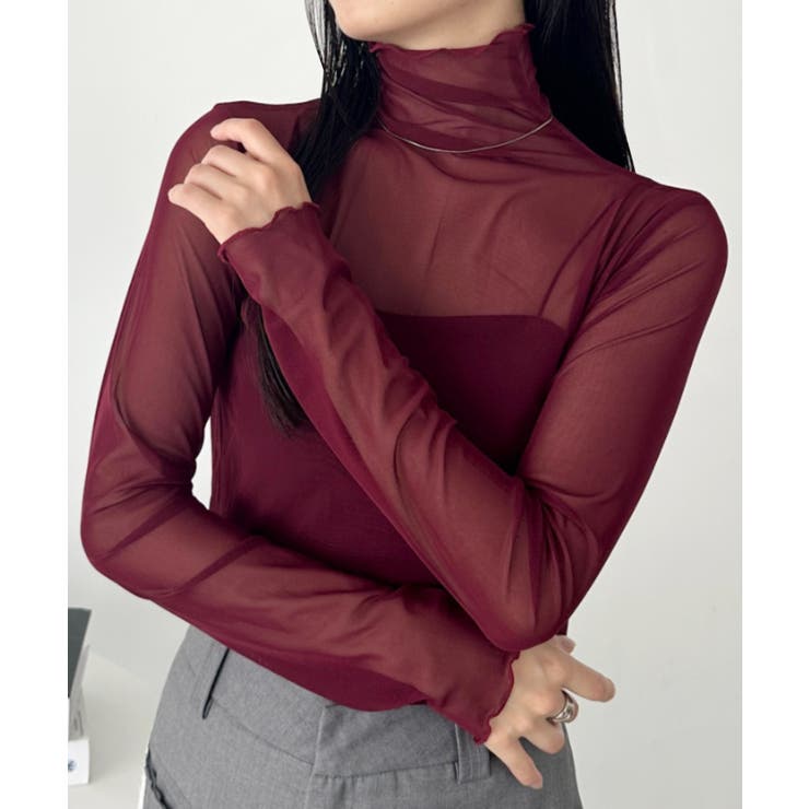 ワインレッド | ハイネックシアートップス | Outfitter lab