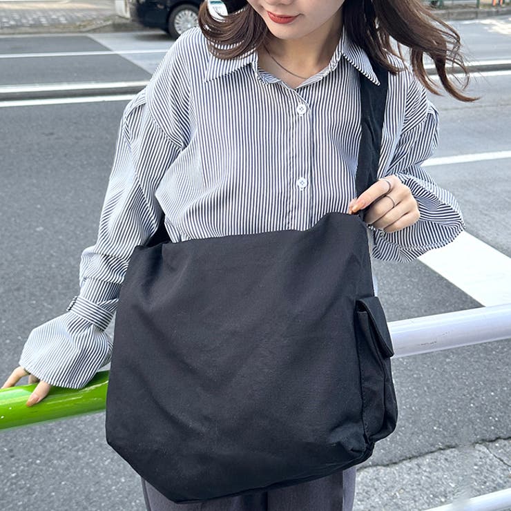 スマホポケット付き ビッグキャンバスショルダーバッグ | Outfitter lab | 詳細画像12 