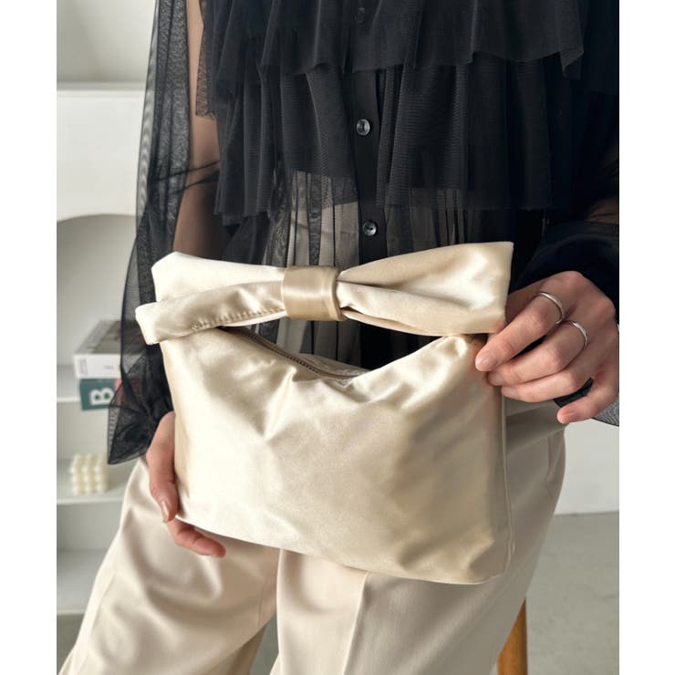 ゴールド | リボンモチーフ スクエアハンドバッグ | Outfitter lab