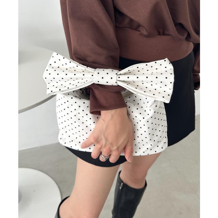 ホワイト系その他 | リボンモチーフ スクエアハンドバッグ | Outfitter lab