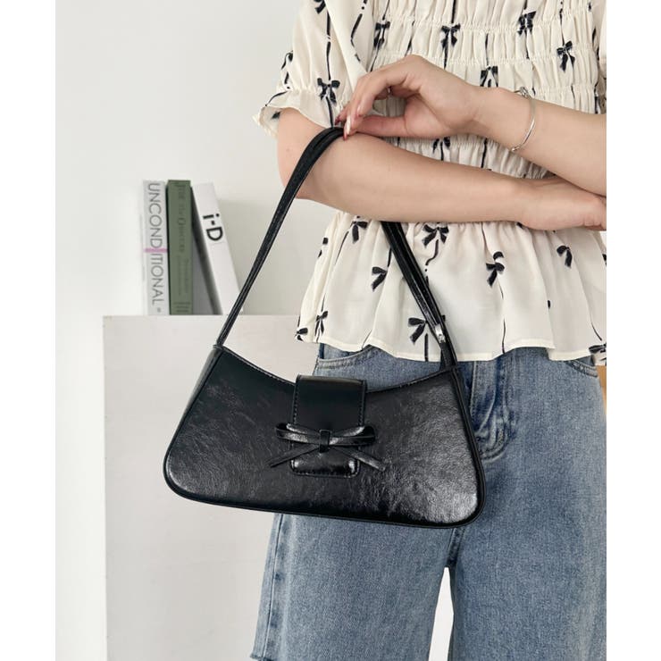 ブラック | リボンPUハンドルバッグ | Outfitter lab