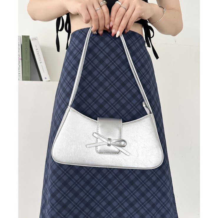 シルバー | リボンPUハンドルバッグ | Outfitter lab