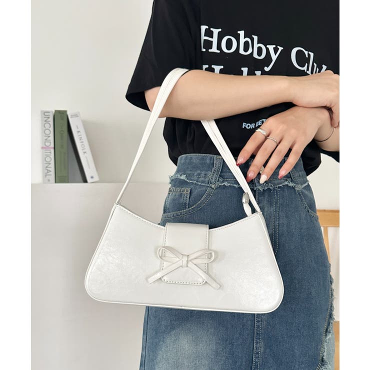 ホワイト | リボンPUハンドルバッグ | Outfitter lab