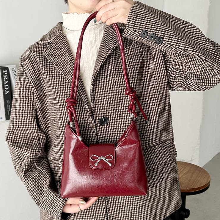 リボンモチーフワンハンドルPUホーボーバッグ | Outfitter lab | 詳細画像21 