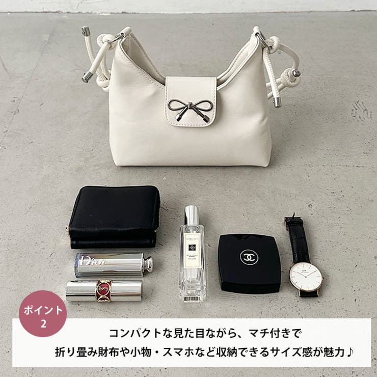 リボンモチーフワンハンドルPUホーボーバッグ[品番：OUTW0000189