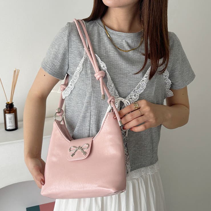 リボンモチーフワンハンドルPUホーボーバッグ | Outfitter lab | 詳細画像31 