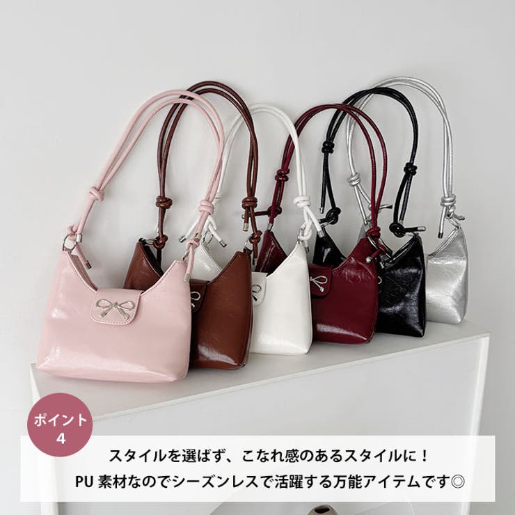 Urban Outfitters☆ リボンハンドル・ホーボーバッグ リボンモチーフワンハンドルPUホーボーバッグ[品番：OUTW0000189