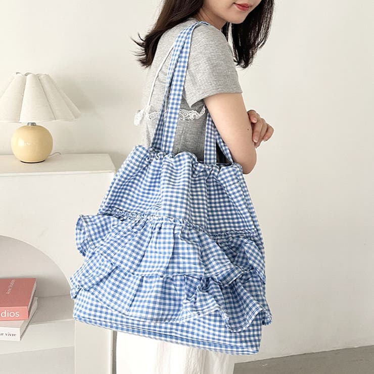 A4サイズ対応】フリルトートバッグ[品番：OUTW0000377