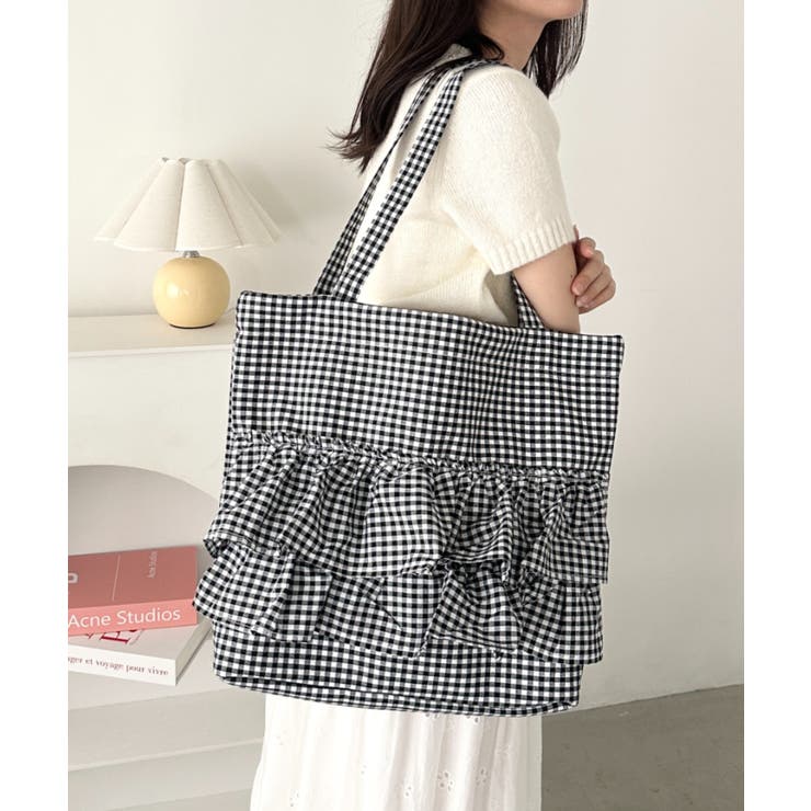 ブラック系その他 | 【A4サイズ対応】フリルトートバッグ | Outfitter lab