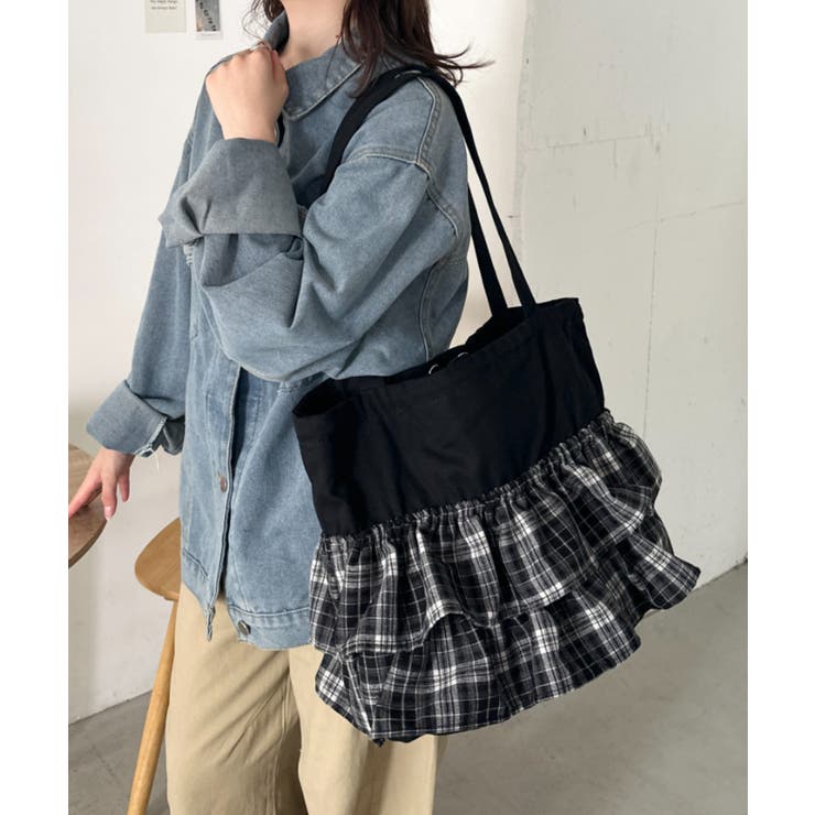 ブラック系その他2 | 【A4サイズ対応】フリルトートバッグ | Outfitter lab