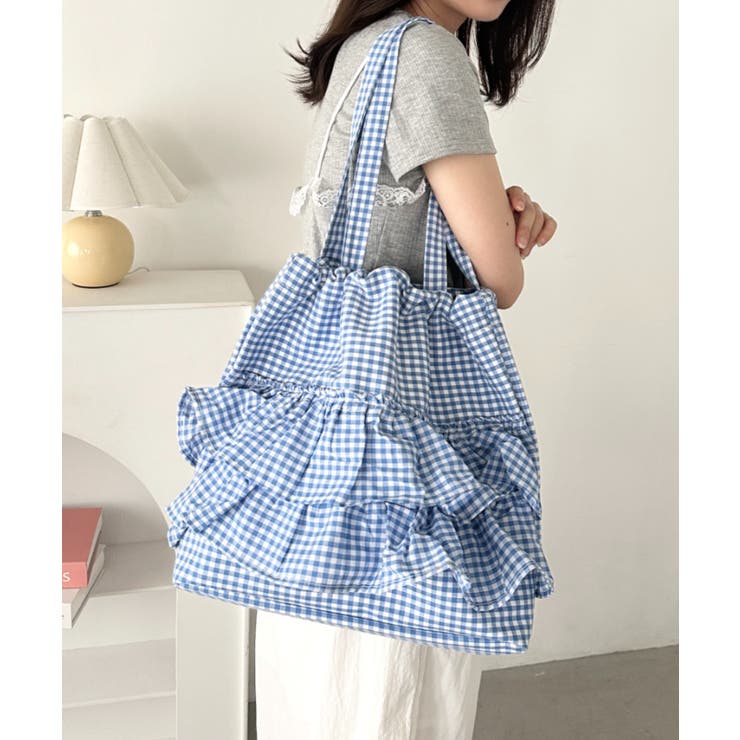 ブルー | 【A4サイズ対応】フリルトートバッグ | Outfitter lab