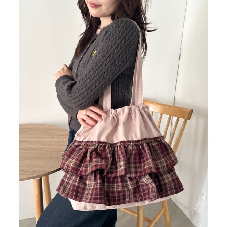 ボルドー | 【A4サイズ対応】フリルトートバッグ | Outfitter lab