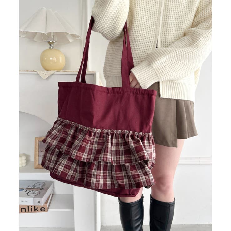 レッド系その他 | 【A4サイズ対応】フリルトートバッグ | Outfitter lab