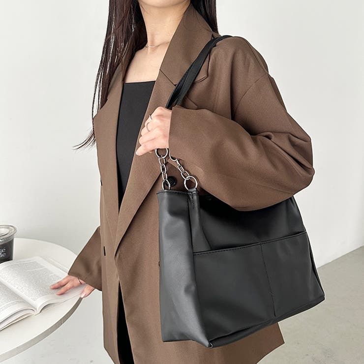 【A4サイズ対応】ダブルポケットPUトートバッグ | Outfitter lab | 詳細画像6 