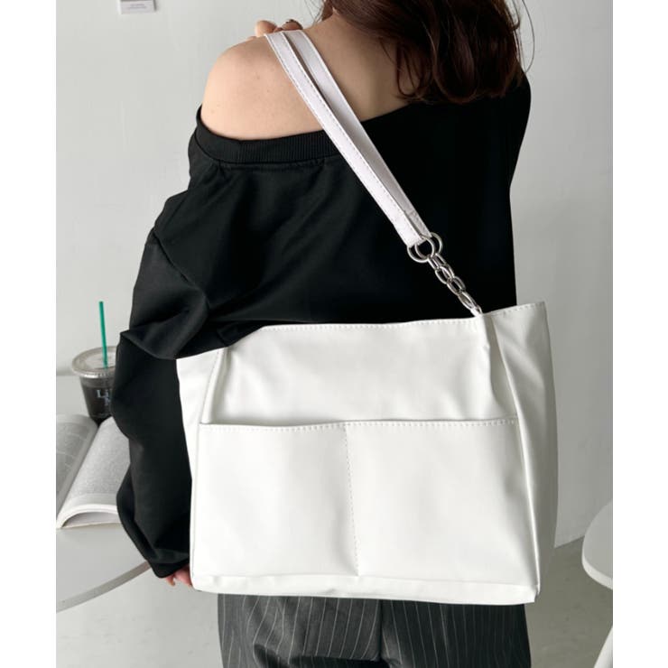 アイボリー | 【A4サイズ対応】ダブルポケットPUトートバッグ | Outfitter lab