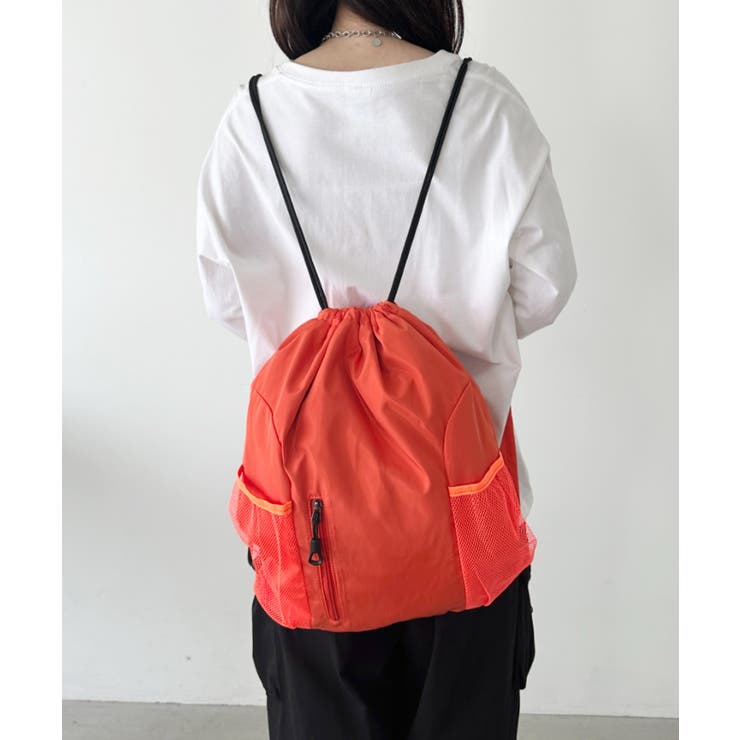 オレンジ | 軽量メッシュポケットナップサック | Outfitter lab