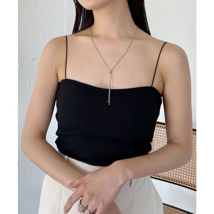 ブラック | 華奢ストラップカップ付キャミソール | Outfitter lab