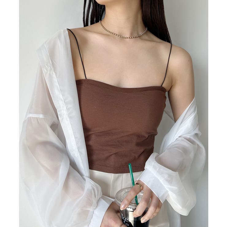 ブラウン | 華奢ストラップカップ付キャミソール | Outfitter lab