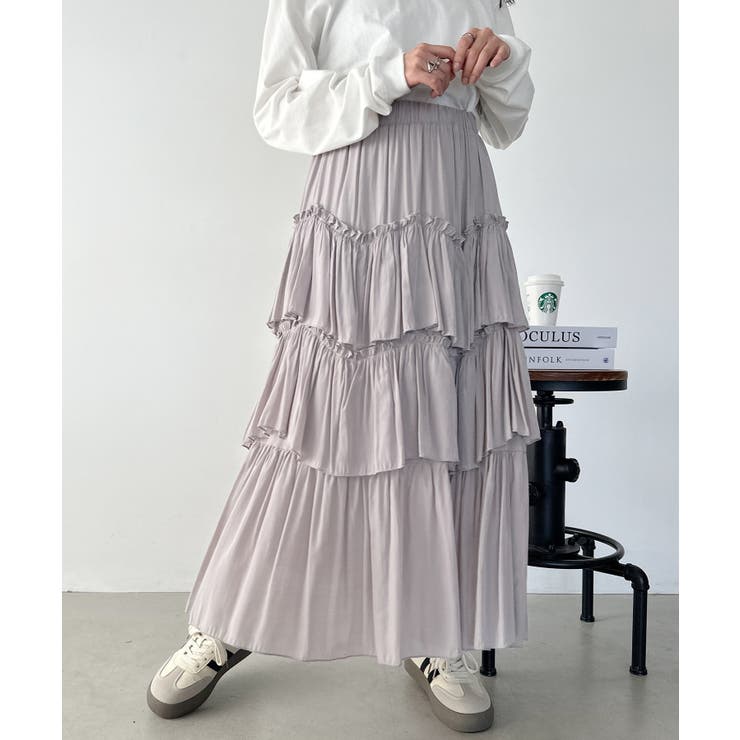 グレイッシュベージュ | Iラインティアードスカート | Outfitter lab