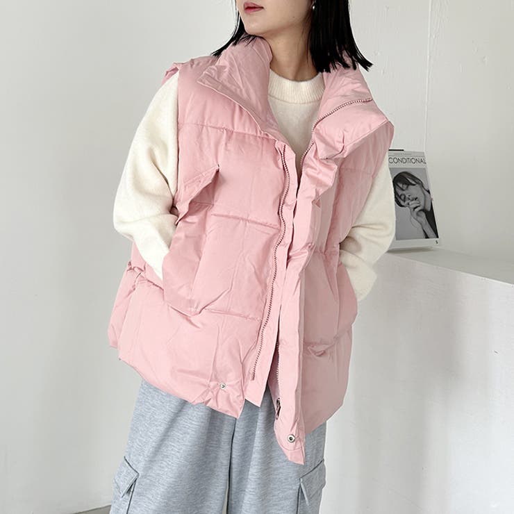 スタンドカラーフェイクダウンオーバーサイズベスト | Outfitter lab | 詳細画像15 