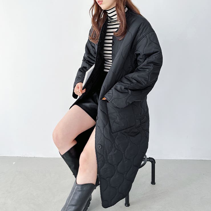 キルティングノーカラーコート | Outfitter lab | 詳細画像12 