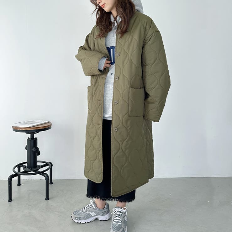 キルティングノーカラーコート | Outfitter lab | 詳細画像21 