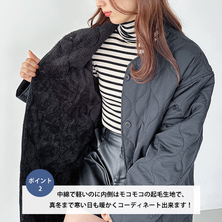 キルティングノーカラーコート | Outfitter lab | 詳細画像3 