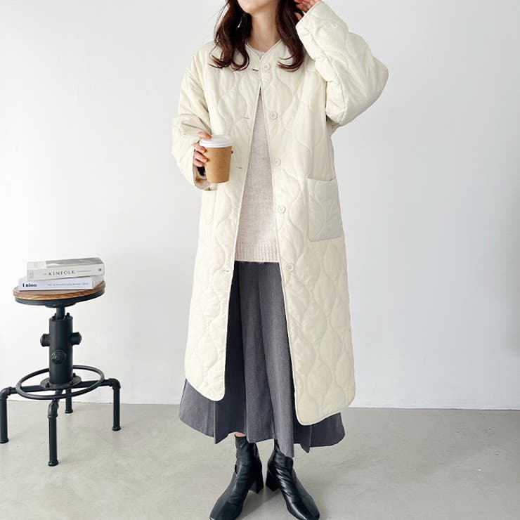 キルティングノーカラーコート | Outfitter lab | 詳細画像5 