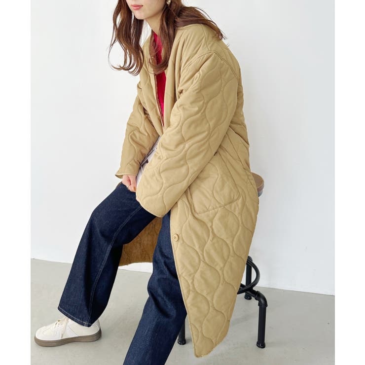 ベージュ | キルティングノーカラーコート | Outfitter lab