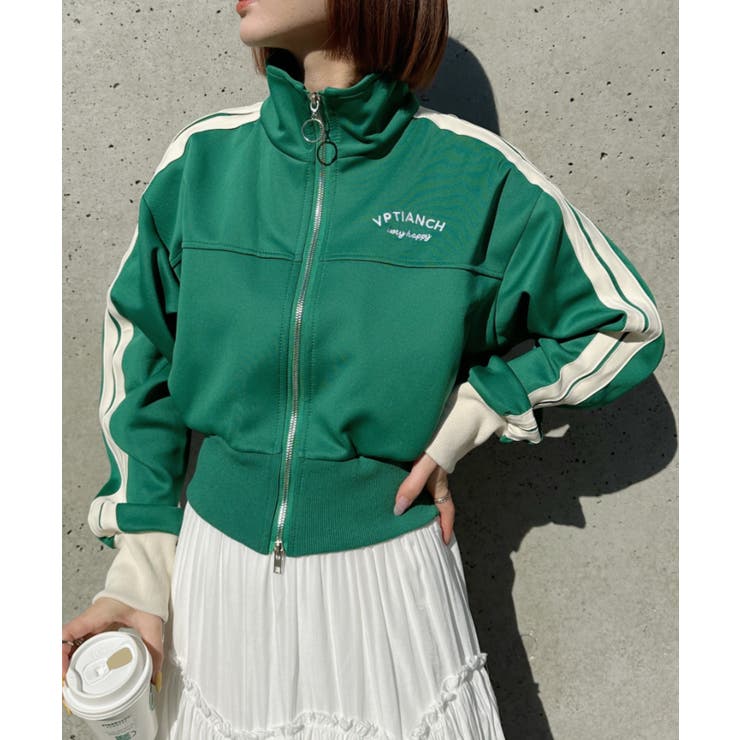 グリーン | ラインショート丈トラックジャケット | Outfitter lab