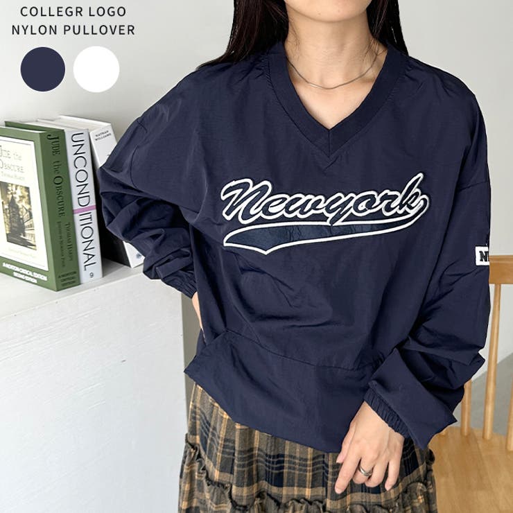カレッジロゴ ナイロンプルオーバー セール】カレッジロゴ刺繍ナイロンプルオーバー（Tシャツ/カットソー