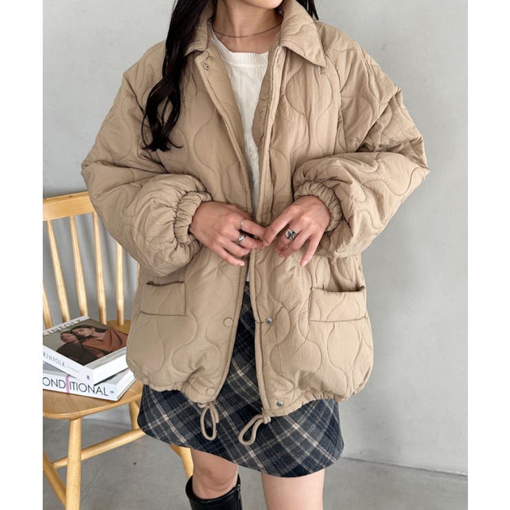 ベージュ | 裏ボアオーバーサイズキルティングジャケット/中綿コート | Outfitter lab