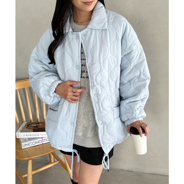 ブルー | 裏ボアオーバーサイズキルティングジャケット/中綿コート | Outfitter lab