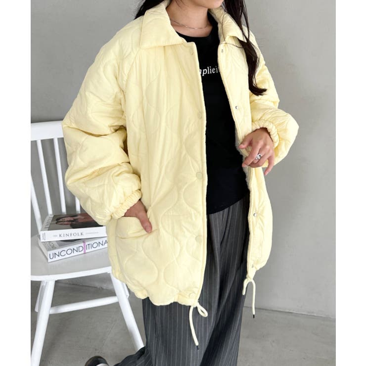 イエロー | 裏ボアオーバーサイズキルティングジャケット/中綿コート | Outfitter lab