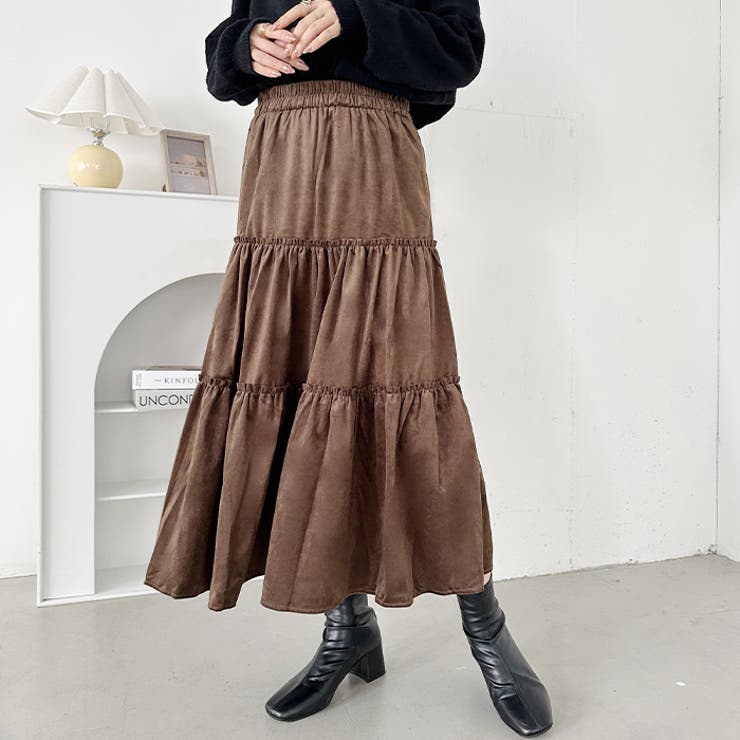 ベロアギャザーティアードロングスカート | Outfitter lab | 詳細画像10 