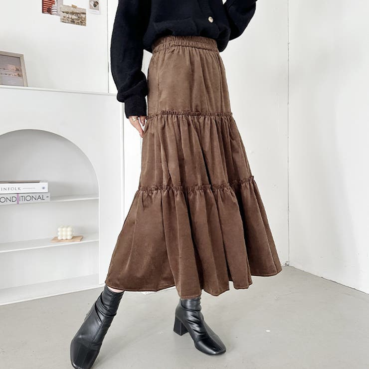 ベロアギャザーティアードロングスカート | Outfitter lab | 詳細画像11 