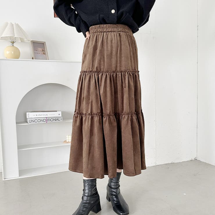 ベロアギャザーティアードロングスカート | Outfitter lab | 詳細画像12 