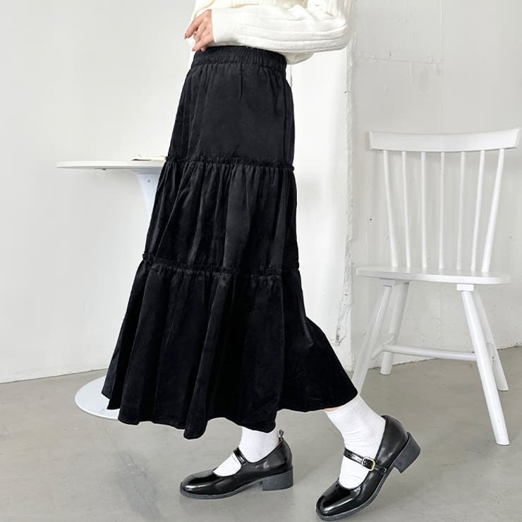 ベロアギャザーティアードロングスカート | Outfitter lab | 詳細画像5 