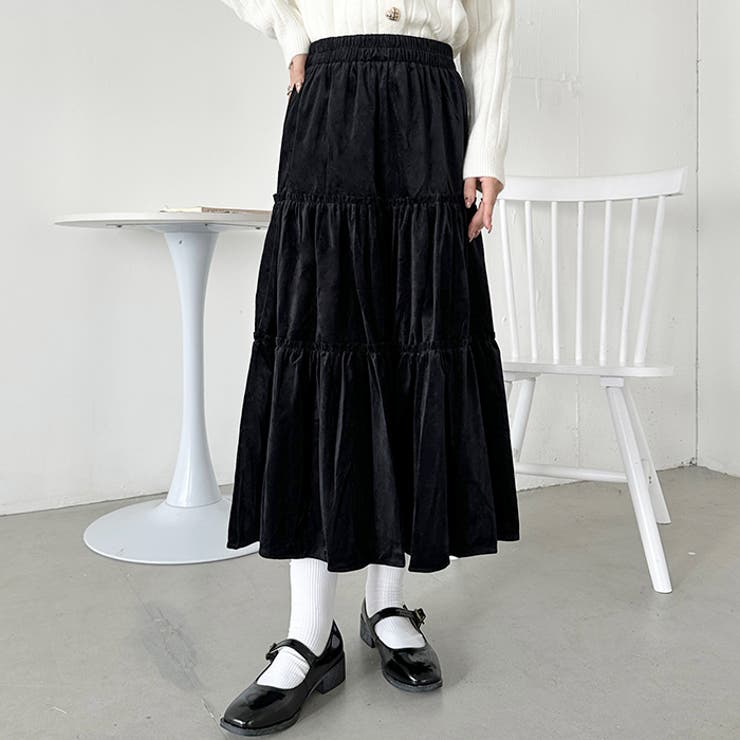 ベロアギャザーティアードロングスカート | Outfitter lab | 詳細画像6 