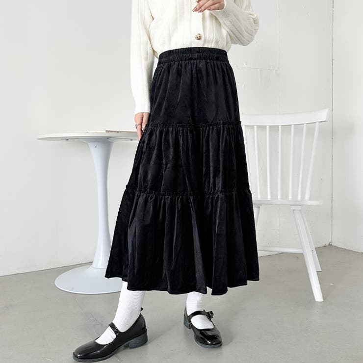 ベロアギャザーティアードロングスカート | Outfitter lab | 詳細画像7 