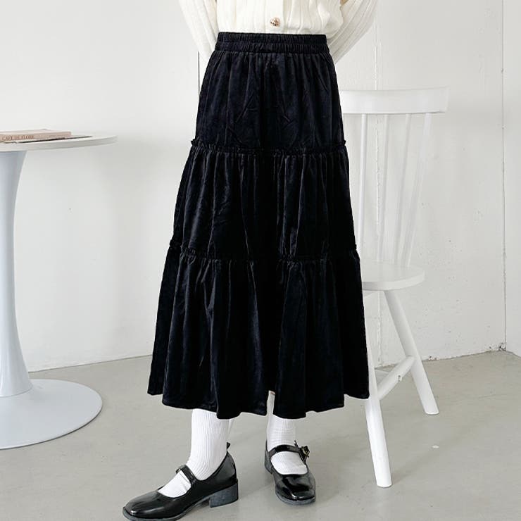 ベロアギャザーティアードロングスカート | Outfitter lab | 詳細画像8 
