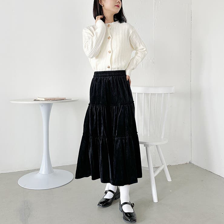 ベロアギャザーティアードロングスカート | Outfitter lab | 詳細画像9 