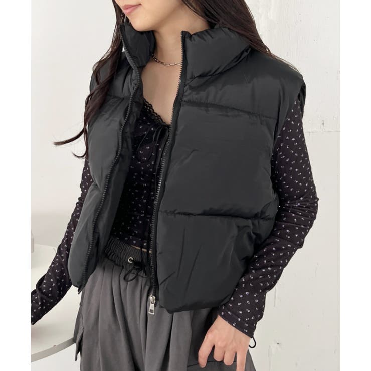 ブラック | ショート丈ファスナー中綿ダウンベスト | Outfitter lab