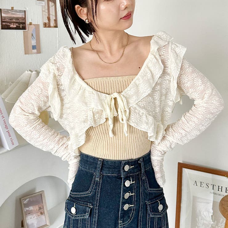 ラッフルフリルクロップド丈レースボレロ | Outfitter lab | 詳細画像10 