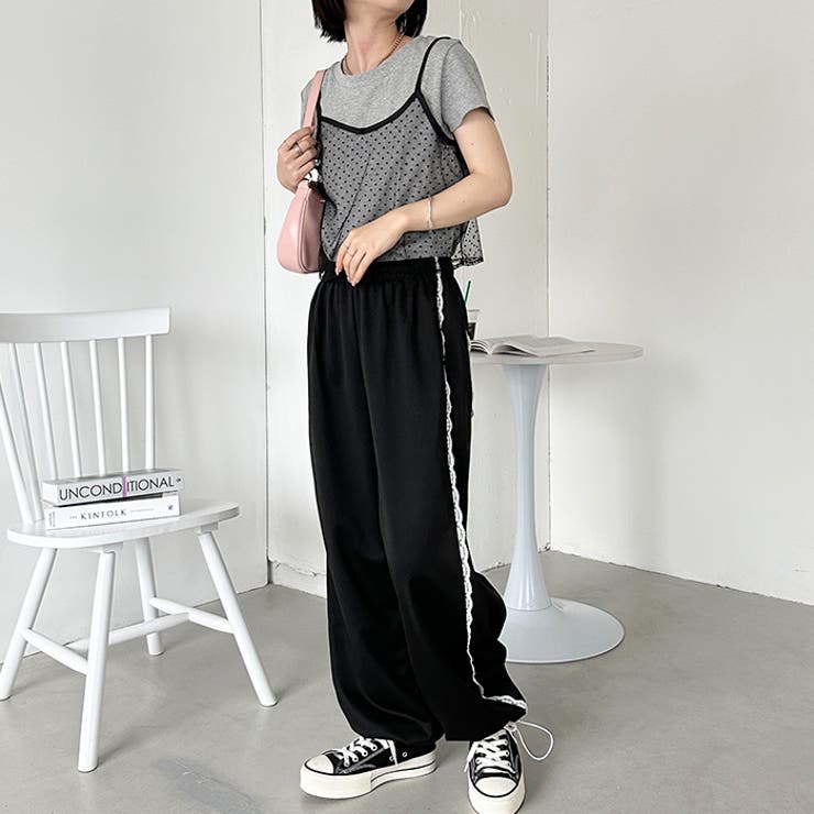 サイドレースラインルーズスウェットパンツ[品番：OUTW0000033