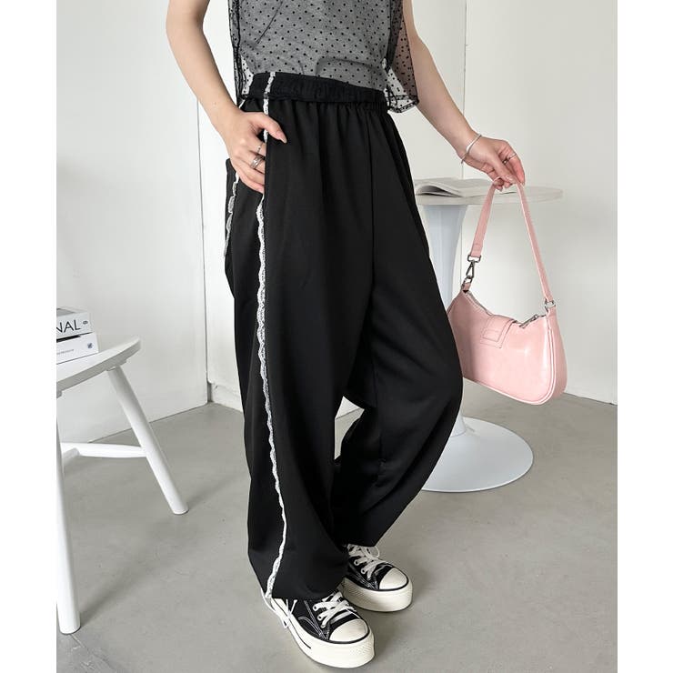 サイドレースラインルーズスウェットパンツ[品番：OUTW0000033