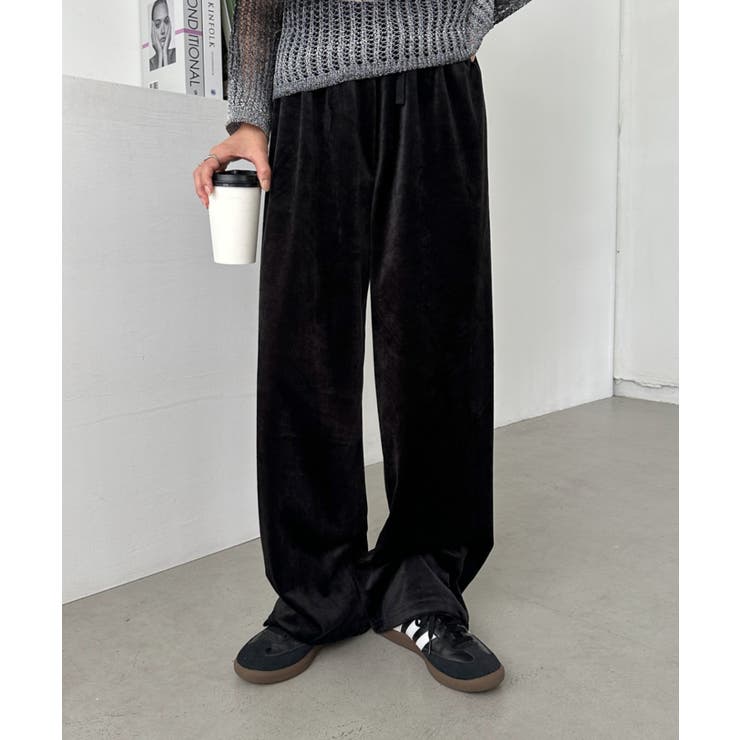 ブラック | ベロアワイドイージーパンツ | Outfitter lab