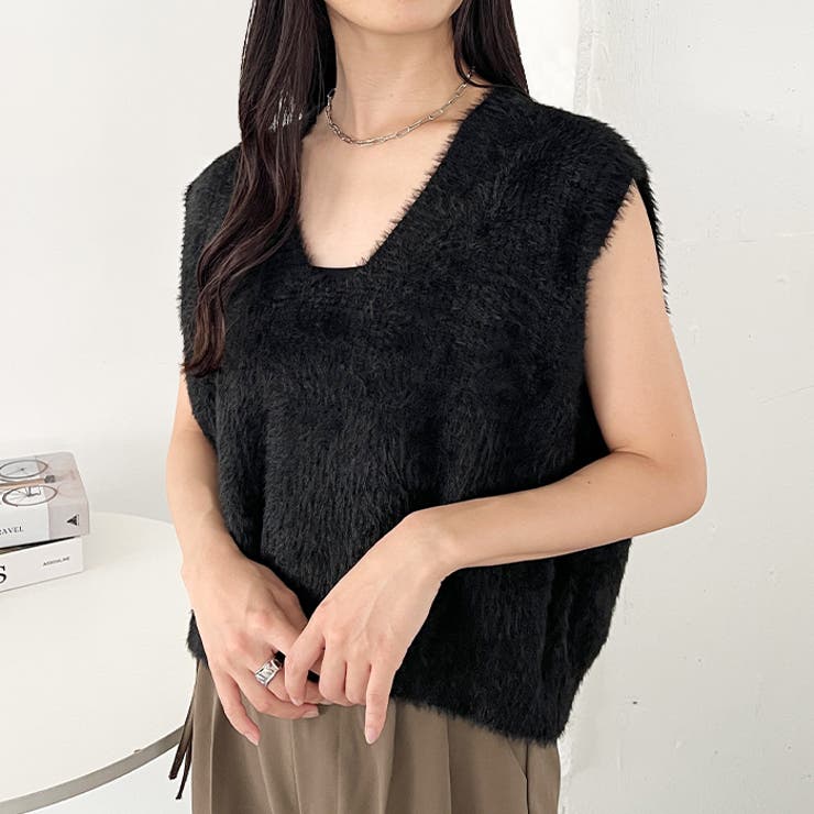 シャギーVネックニットベスト | Outfitter lab | 詳細画像10 